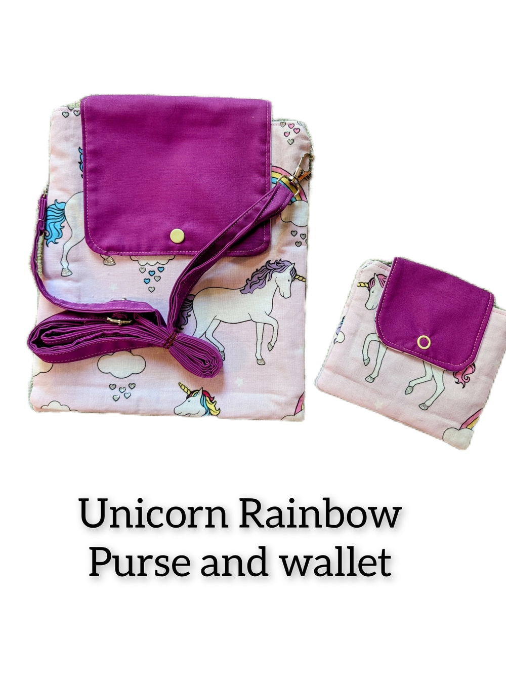 Purple Unicorn Kids Purse and Wallet
